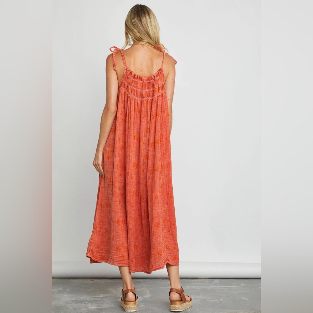 🎉LAST PIECE🎉Free People Womens Azure Maxi Ruched Strappy Floral Dress - Picture 5 of 9